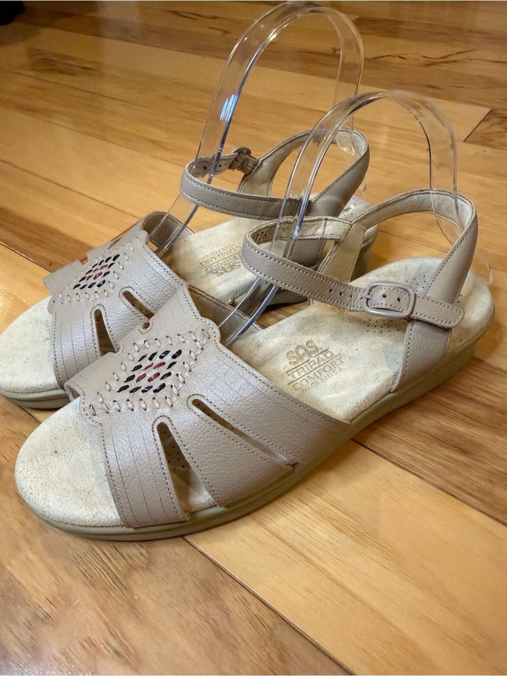 SAS Huarache Sandals Taupe Beige Leather Comfort Walking Shoes 8 M